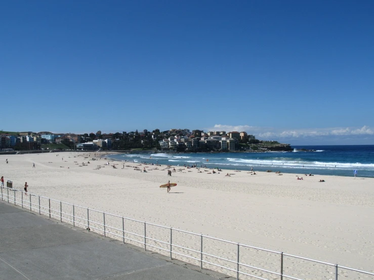 a beach with a number of people on the sand