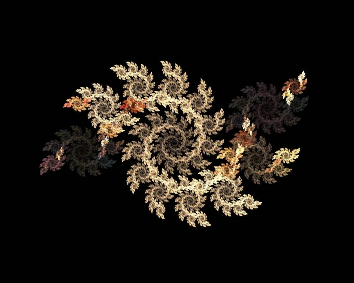 the image shows a computer generated arrangement of several stylized flowers