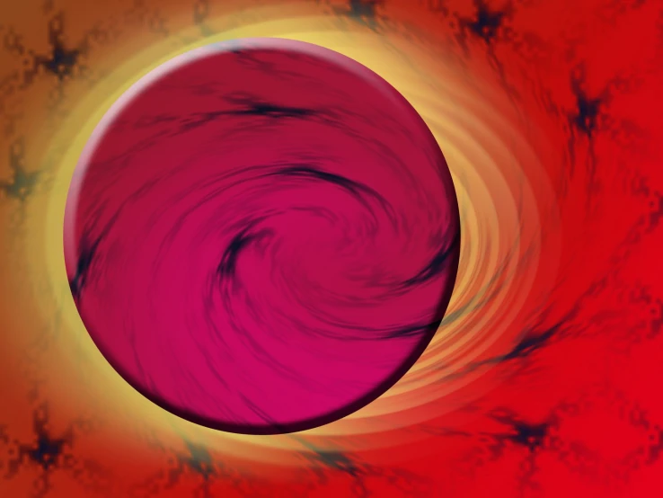 a colorful artwork with orange, red and yellow spiraling in the center