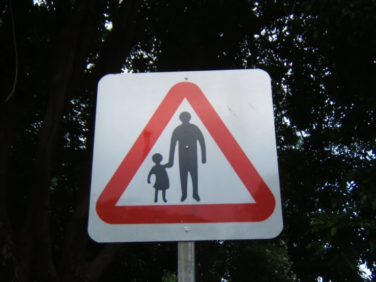 a warning sign is pictured on the corner of a tree