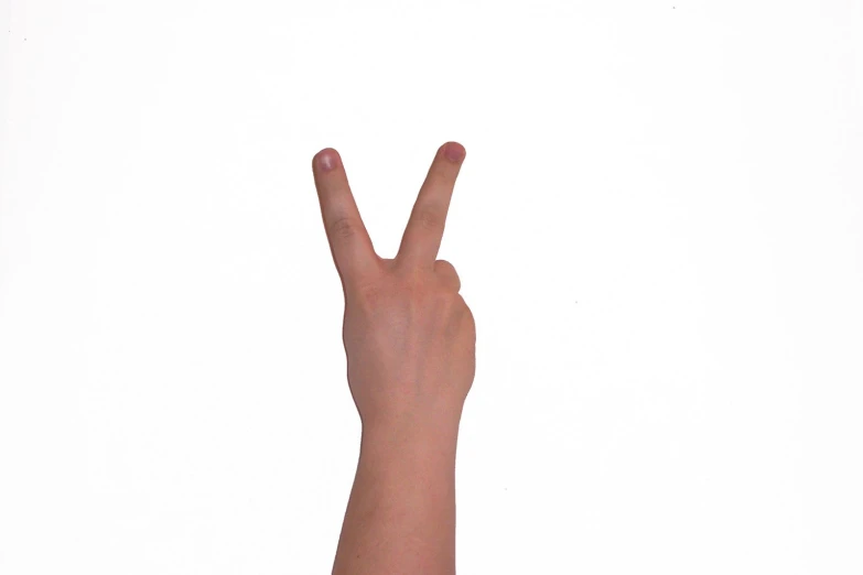 a hand that is standing up with the peace sign in the middle