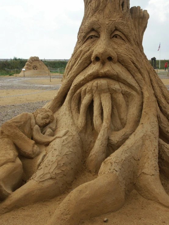 a very large tree trunk with many nches in the shape of a face