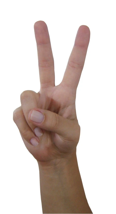 a hand with a peace sign and one hand with the number five on it