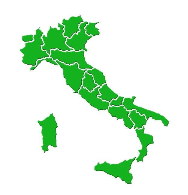 the map of italy in green
