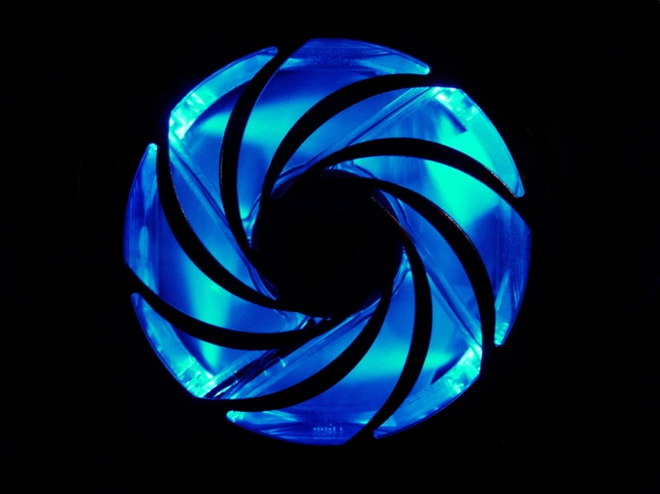a blue light spiral in the dark
