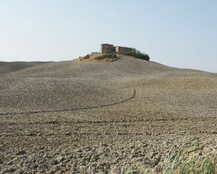 a grassy field sitting on top of a hill