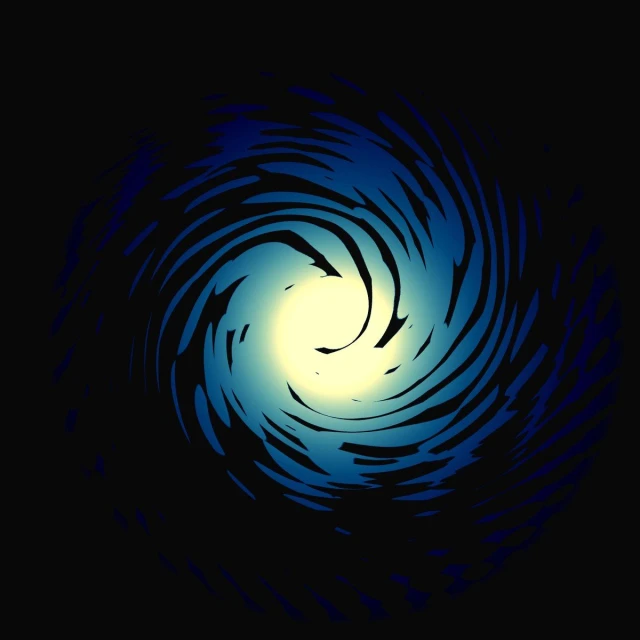 a black and blue spiral is seen in the dark