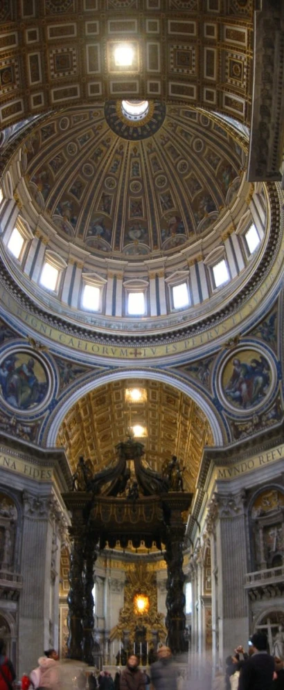 many people stand in the middle of a church