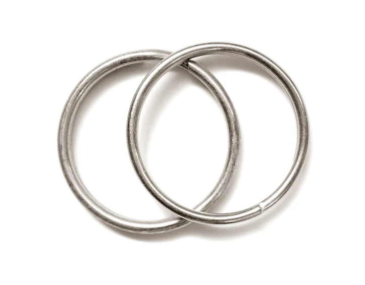 pair of polished steel hoop rings with narrow end