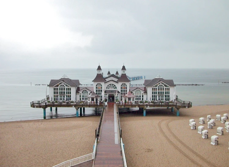 an image of a long pier next to the beach