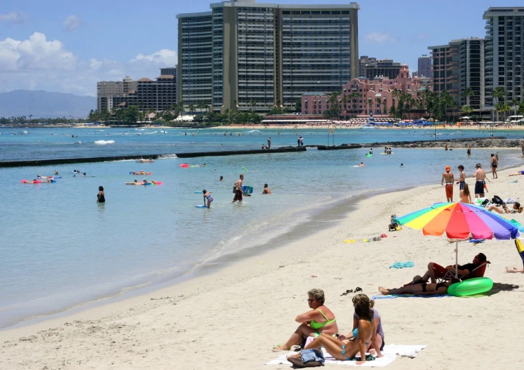 people enjoy their vacation in the sunny city beach