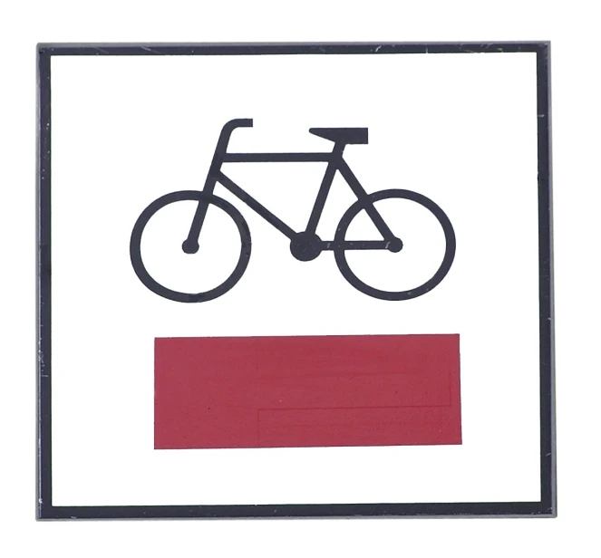 this sign shows a bicycle on the front of the frame