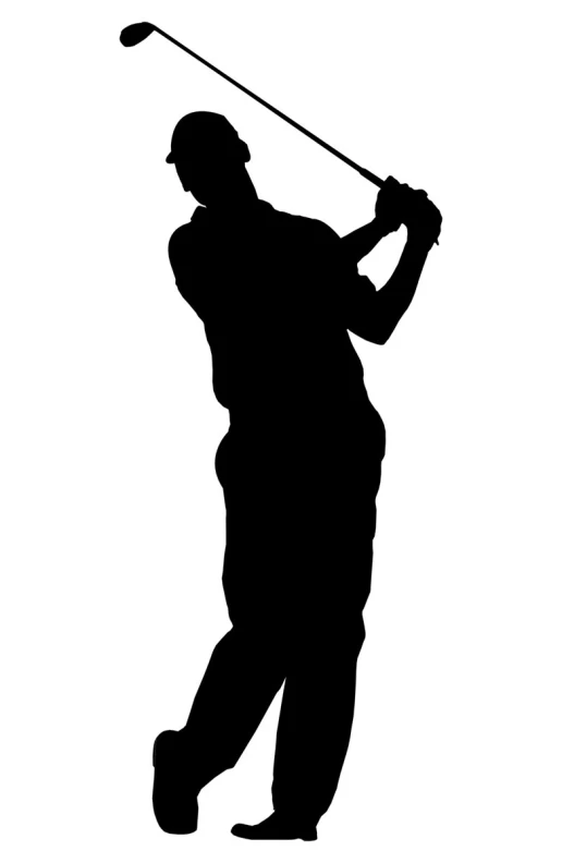 a silhouette golf player swinging his tee