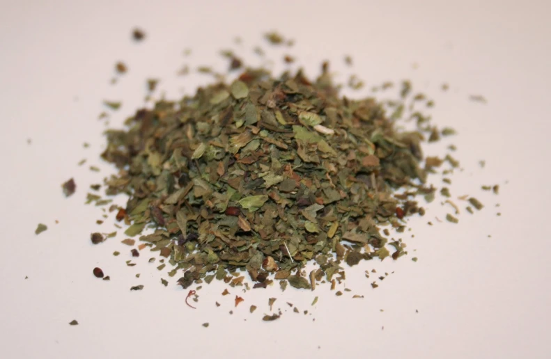 an overhead po of a pile of herb powder