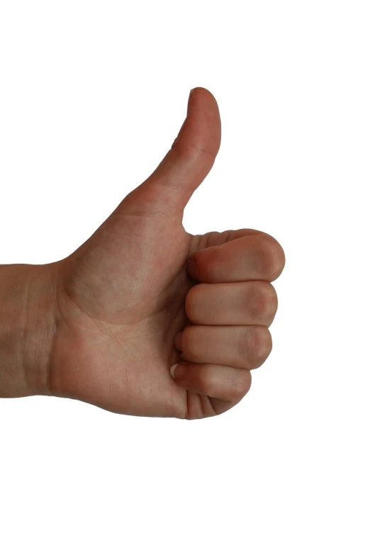 a hand that has its thumb out as if to give the thumbs up sign