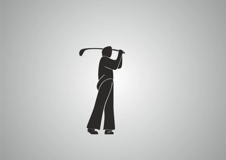a man playing golf is silhouetted against a gray background