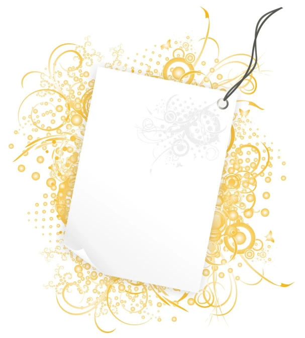 an empty sheet of paper on top of a yellow floral design
