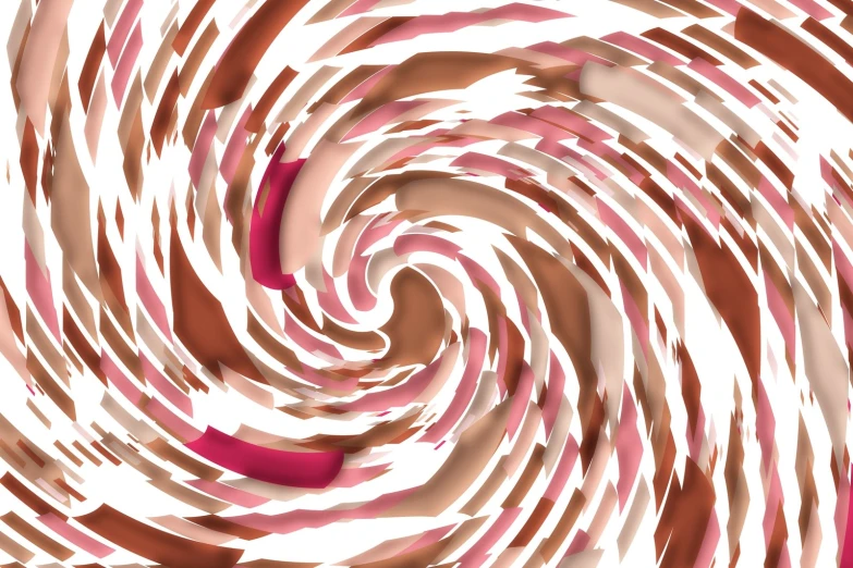 an abstract pink and brown painting with spirals