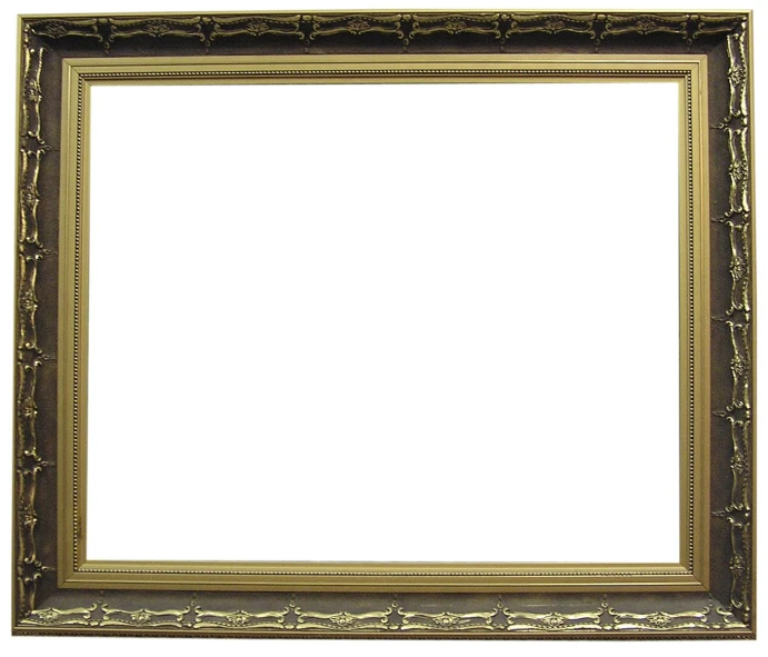 a white framed picture in a gold colored frame