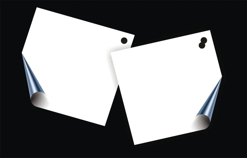 two white notes pinned on a black background