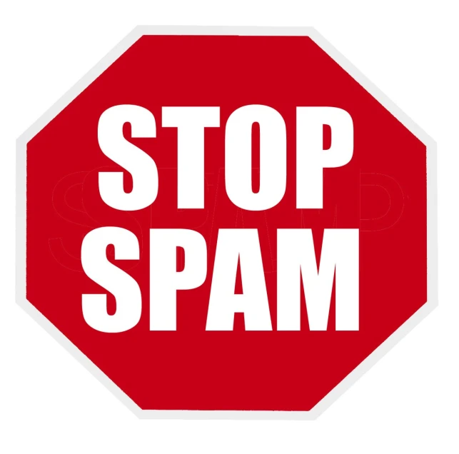 a stop sign that reads stop spam