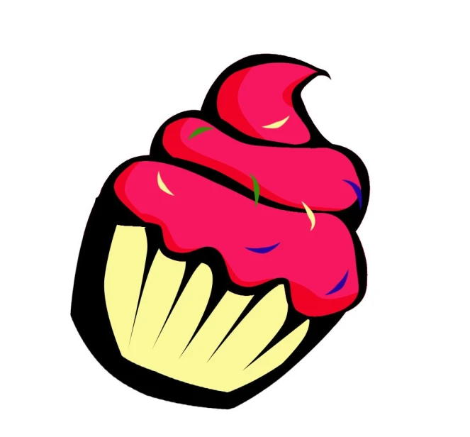 a cupcake with red frosting on top of it
