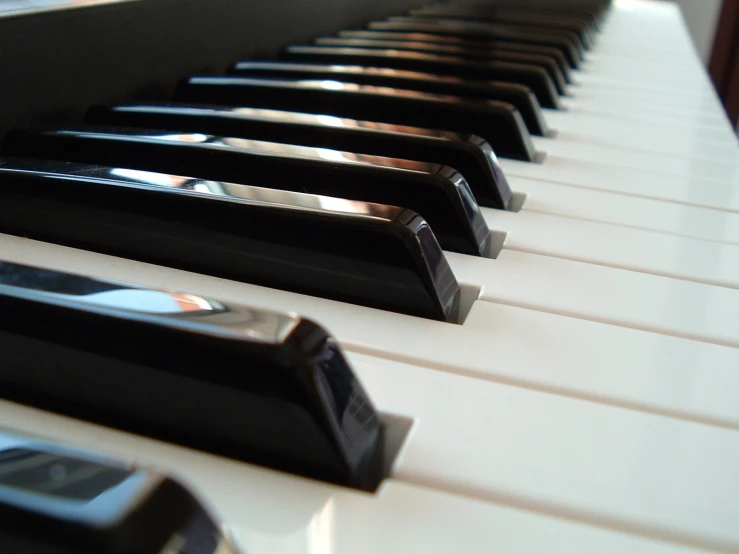 a close up of the keys on an electric piano