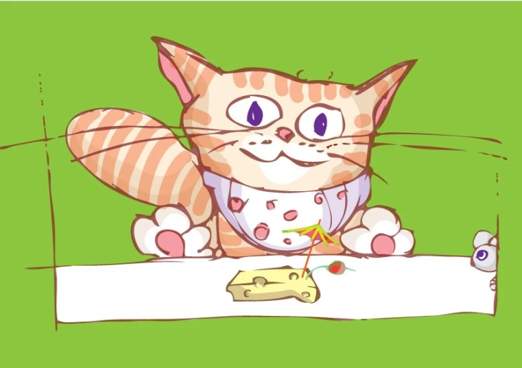 this is a cartoon image of a cat with an odd look