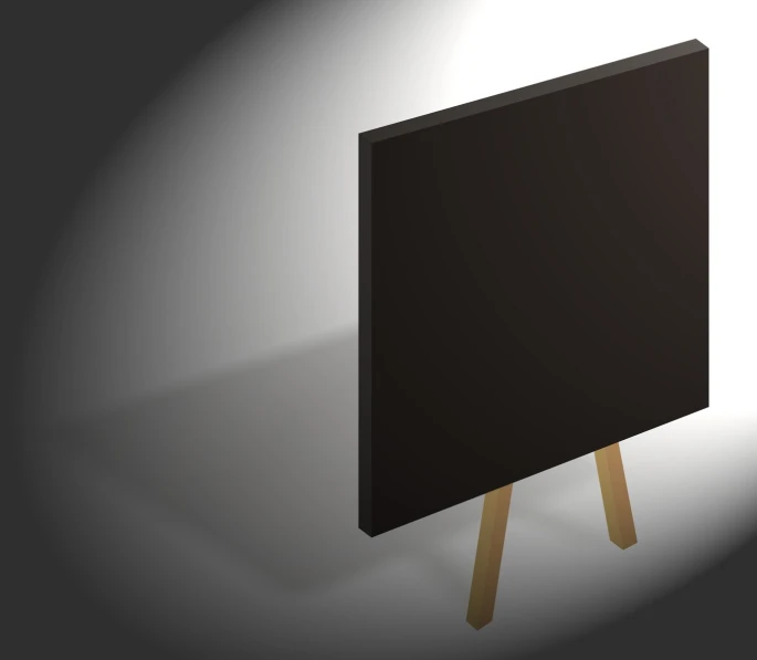 an animated flat screen with a dark back