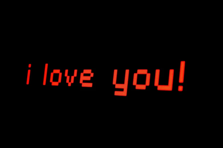 i love you in red text against a black background