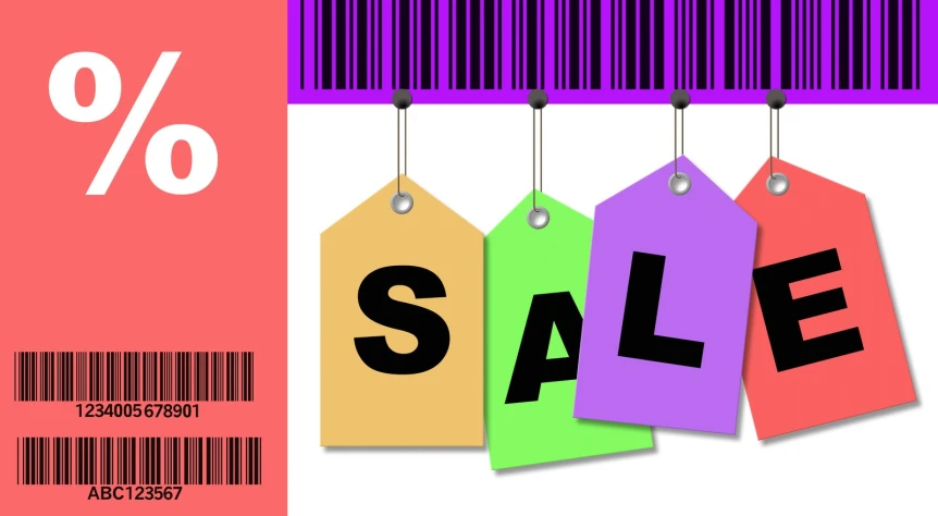 a barcode sale with several tags attached