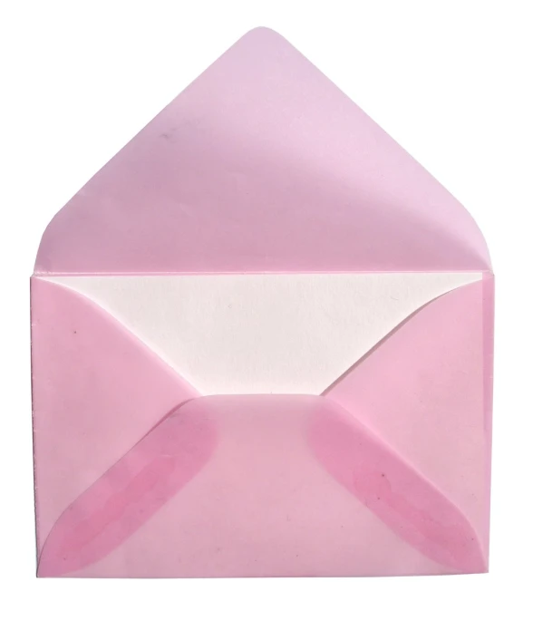 the top of a pink envelope, which is folded into the shape of a v