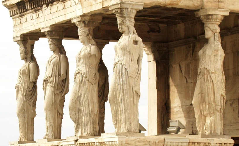 an image of a row of statues next to each other