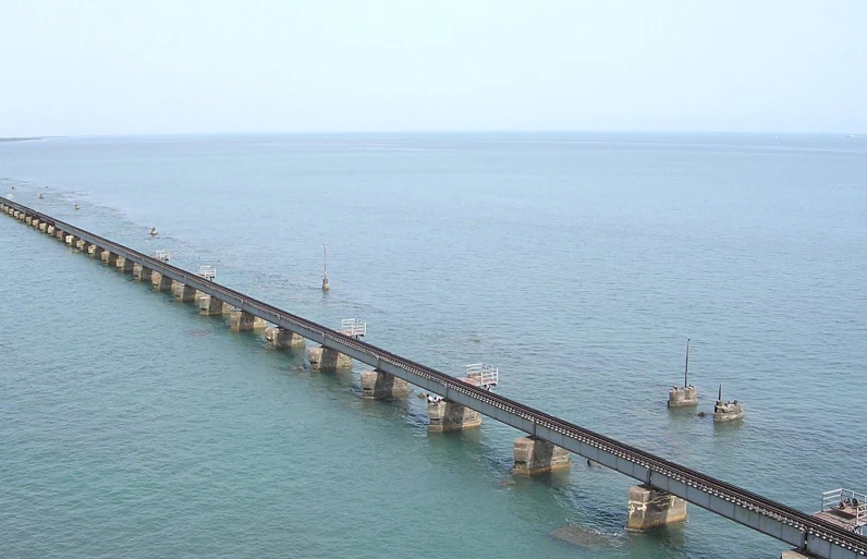 a bridge on a large body of water