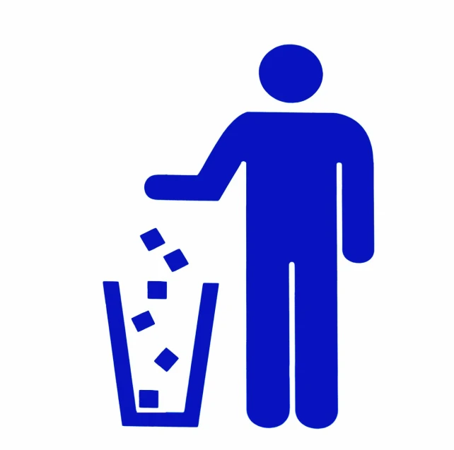 a man is throwing a trash can into a bin