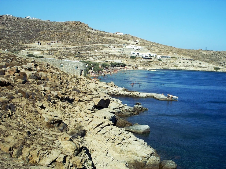 a view of an ocean with many people in it