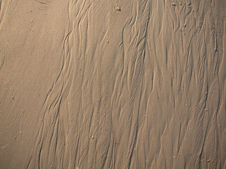 a surfboard sits on a sandy surface