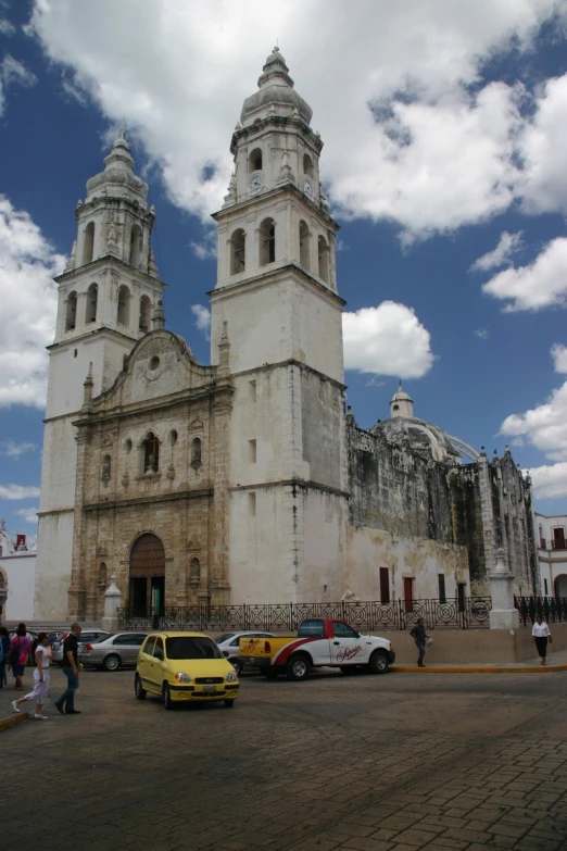 a large church in a european city with two towers