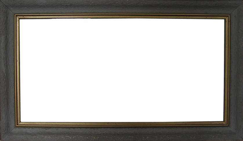 the old black picture frame is covered with some white paint