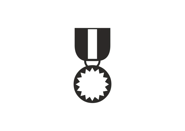medal with ribbon icon on white background