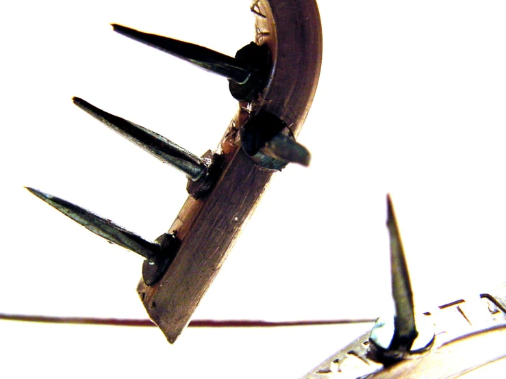 a view of an object from below with sharp scissors