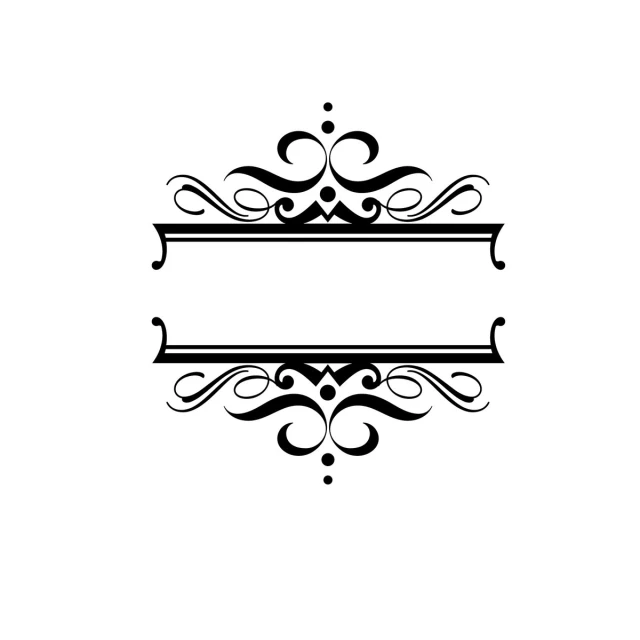 two ornate decorative black frames in the middle of white background