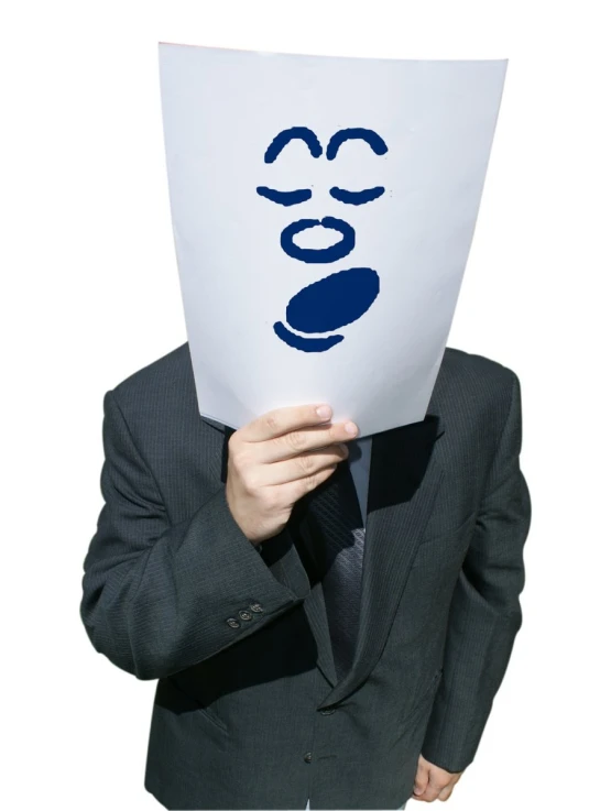 a man is holding a sheet with a silly face