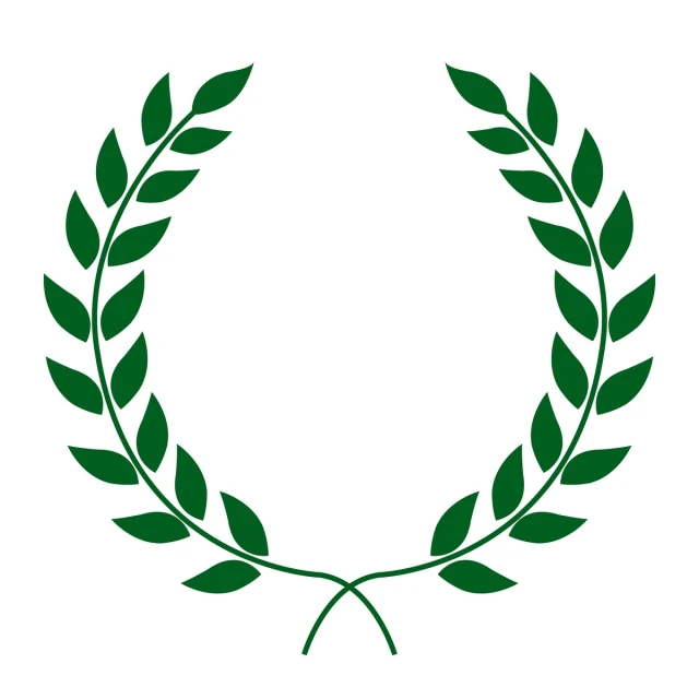 a laurel logo on white background