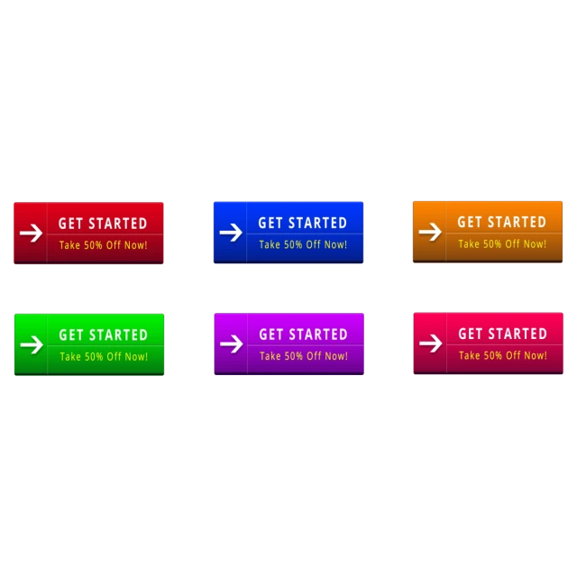 a set of four colorful labels for a store