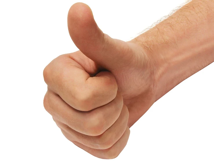 a man's hand showing thumb up and thumbs down