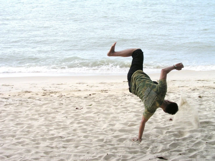 a man that is standing in the sand