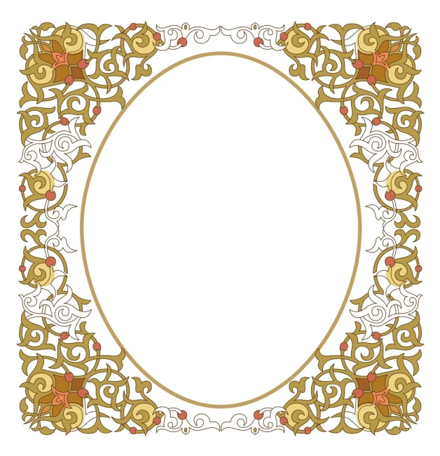 an ornate frame with gold borders and flowers