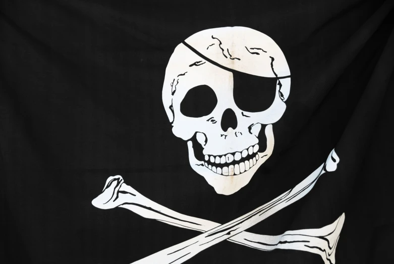 a pirate flag is shown with a skull and crossbones