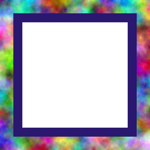 a square white background is shown with some colorful blurry colors